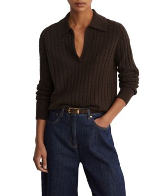 Women's Cable-Knit Collared Sweater