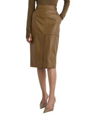 Women's Milly High-Waisted Leather Midi Pencil Skirt