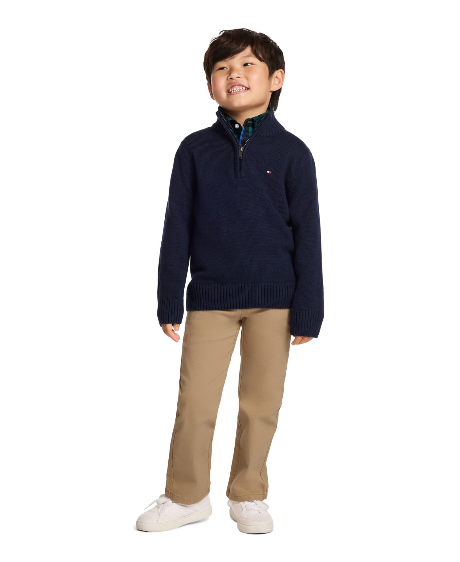 Boys' 2T-7 Zipneck Quarter-Zip Long Sleeve Classic Fit Sweater