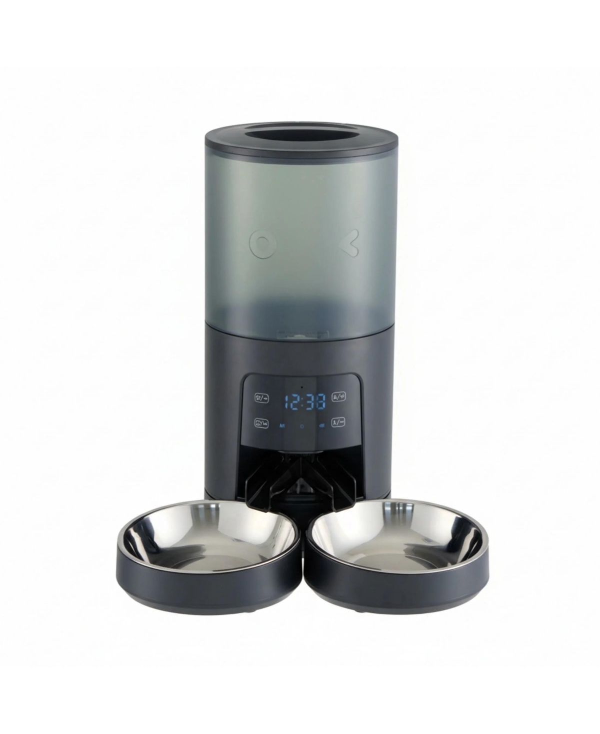 6L Automatic Pet Feeder, Smart Timed Food Dispenser with Dual 304 Stainless Steel Bowls for Cats and Dogs - Black