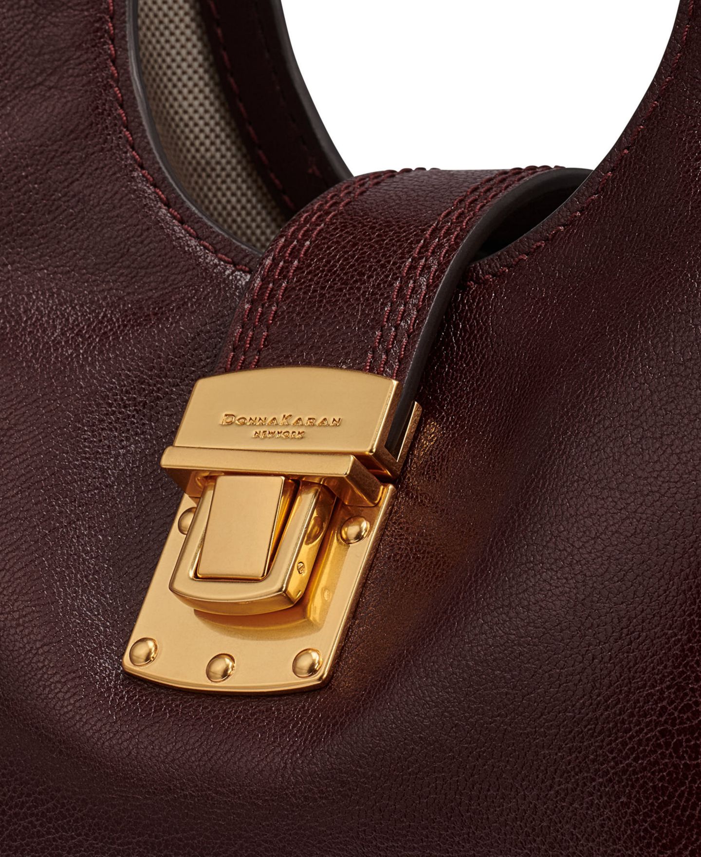 Женская сумка Donna Karan New York Leno Leather Adjustable Strap Small Tote, цвет: Чёрный вишнёвый — фото 12