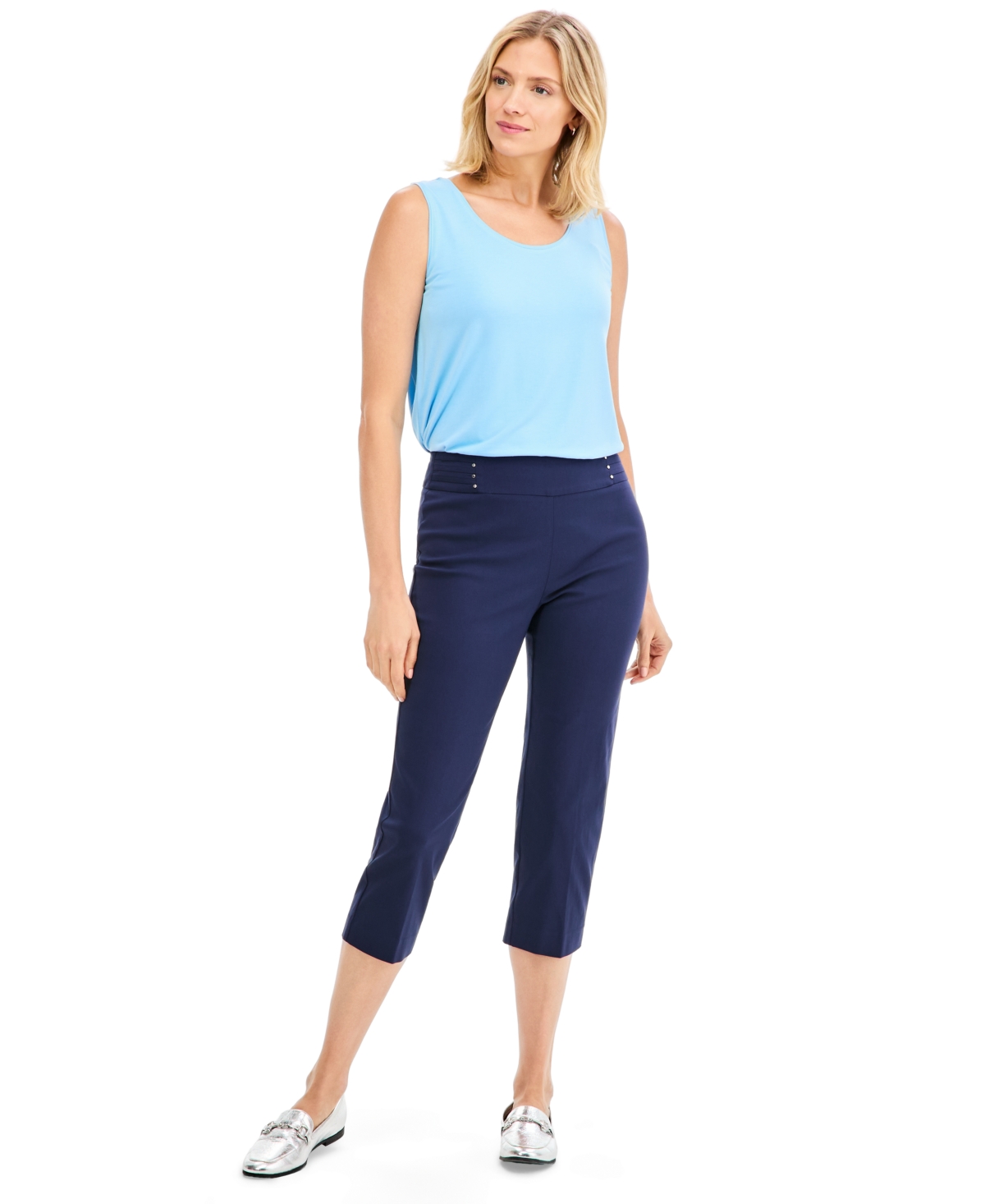 Jm Collection Women's Pull-On Capri Tummy-Control Pants, Exclusively at Macy's - Intrepid Blue