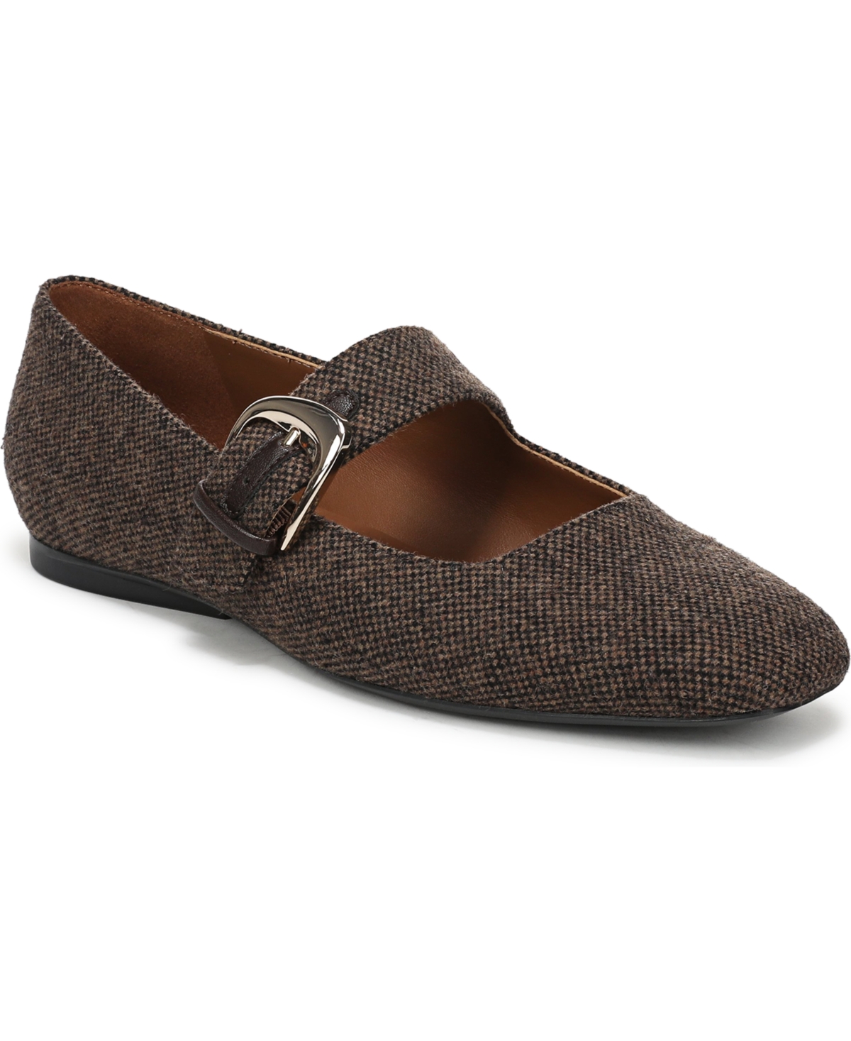 Naturalizer Women's Cosmic Square-Toe Mary Jane Flats with Arch Support - Dark Brown Tweed