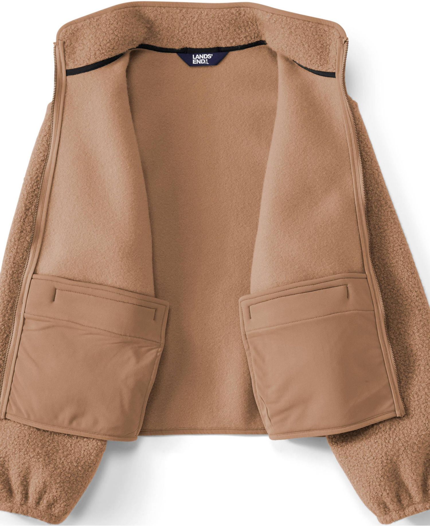 Plus Size Boucle Full-Zip Fleece Jacket