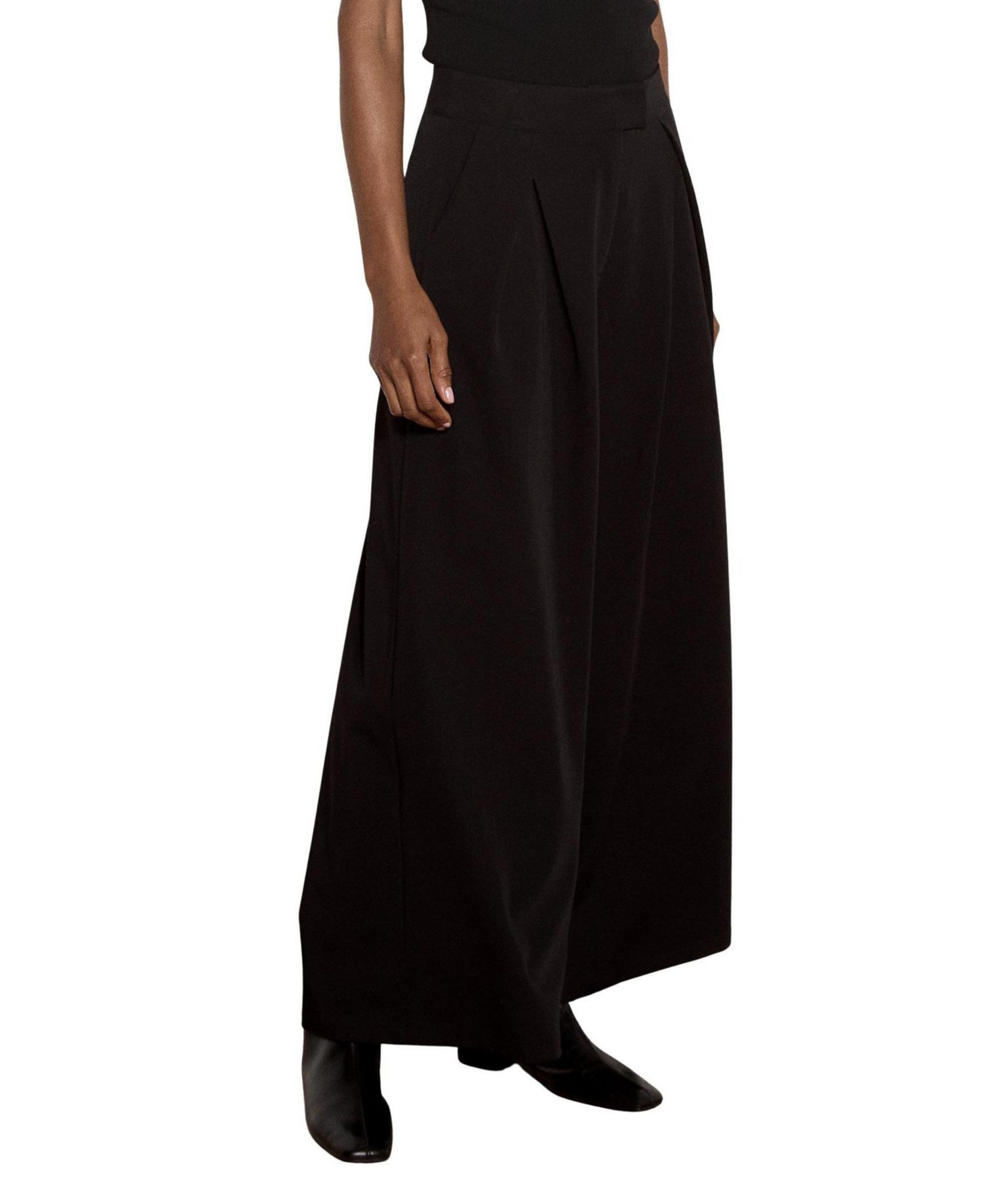 Women's Wide-Leg Pleated High-Rise Trousers
