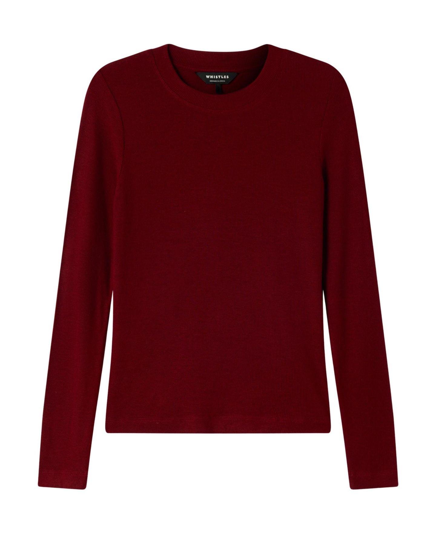 Женская футболка Whistles Essential Long-Sleeve Ribbed, цвет: Красный — фото 5
