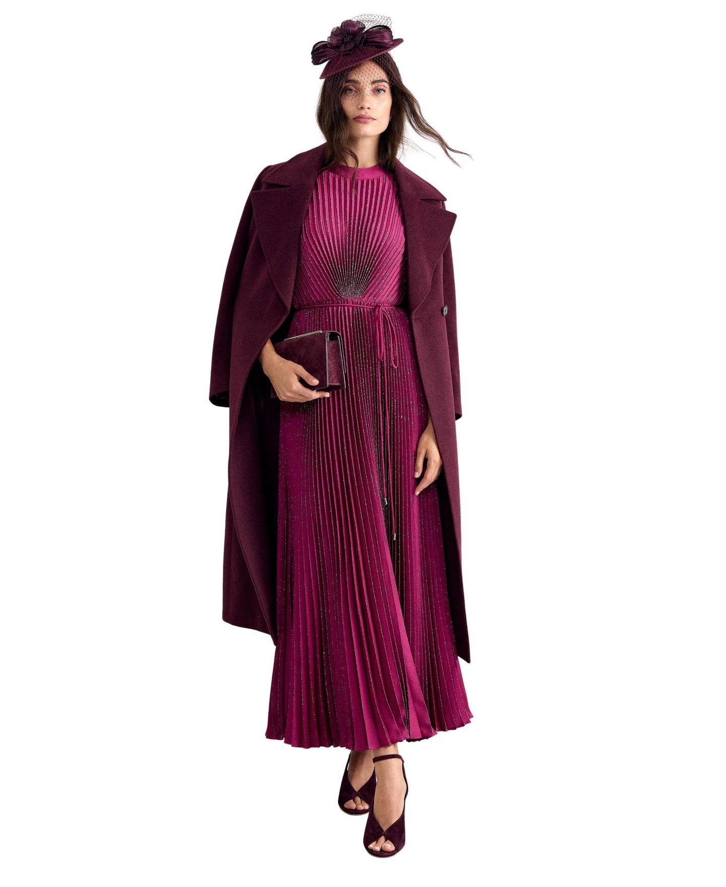 Женское платье Phase Eight Simara Pleated A-Line Midi, цвет: Фуксия — фото 6