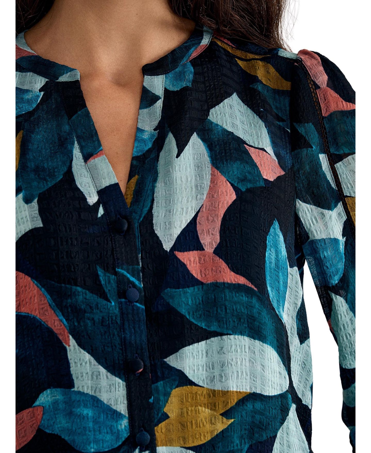Женская блузка Phase Eight Lyla Abstract Petal Print Ladder-Lace, цвет: Разноцветный — фото 6