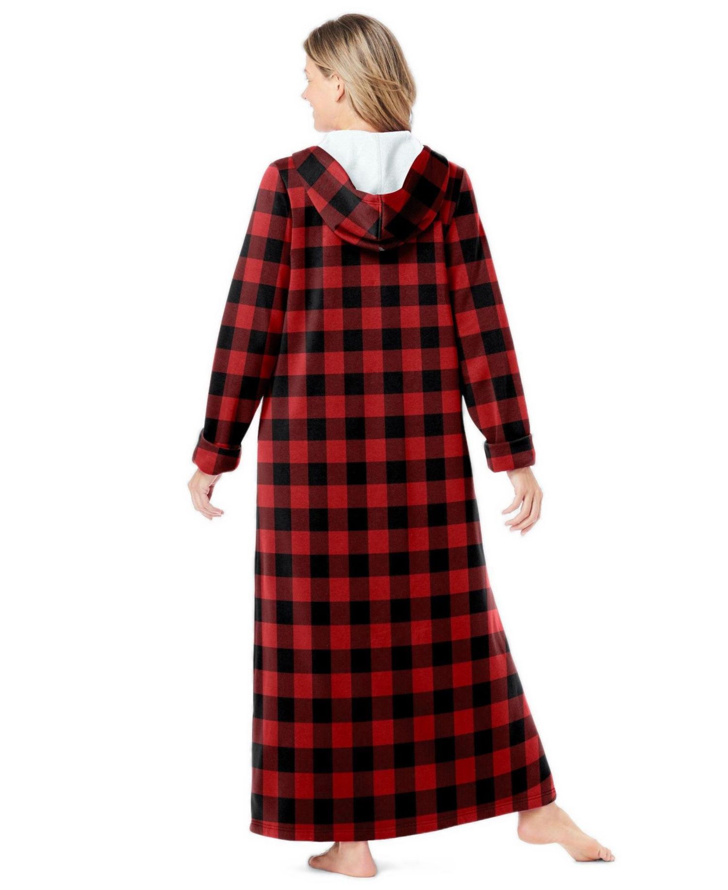 Women's Dreams and Co. Long Hooded Fleece Sweatshirt Robe