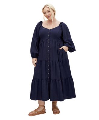 Plus Size Portia Long-Sleeve Tiered Maxi Dress