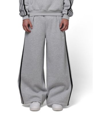 Men's Hybrid Baggy-Leg Contrast-Stripe Trackpants