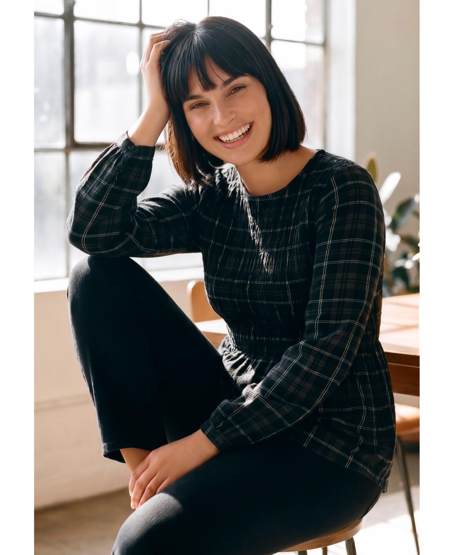 Plus Size Sela Long-Sleeve Smocked Blouse