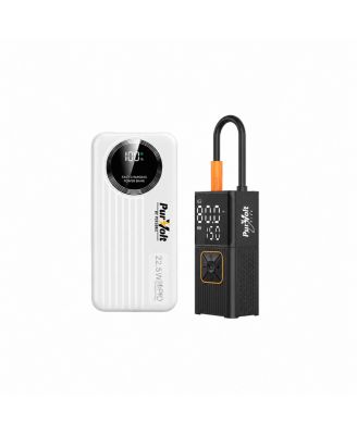 10,000mAh USB-C 3-in-1 Cordless Roadside Essentials Tire Inflator & Power Bank, 2-Piece Set