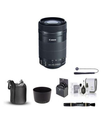 EF-S 55-250mm f/4-5.6 IS STM Lens, Bundle with Lens Hood, 58mm Filter Kit, Lens Case, Lens Cleaner, Cleaning Kit, Lens Cap Tether