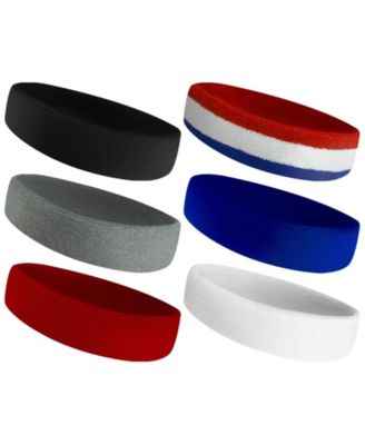 Terry Cloth Sports Headbands 6 Pack Moisture Wicking Non Slip For Workout