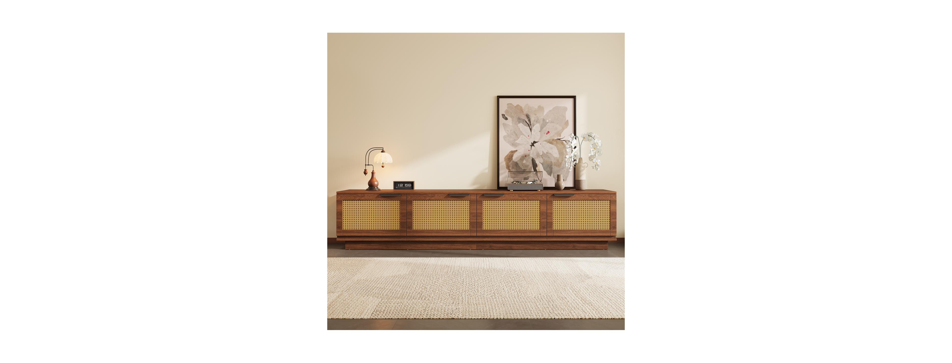 Streamdale Furniture 78" Rattan Media Console for TVs up to 85