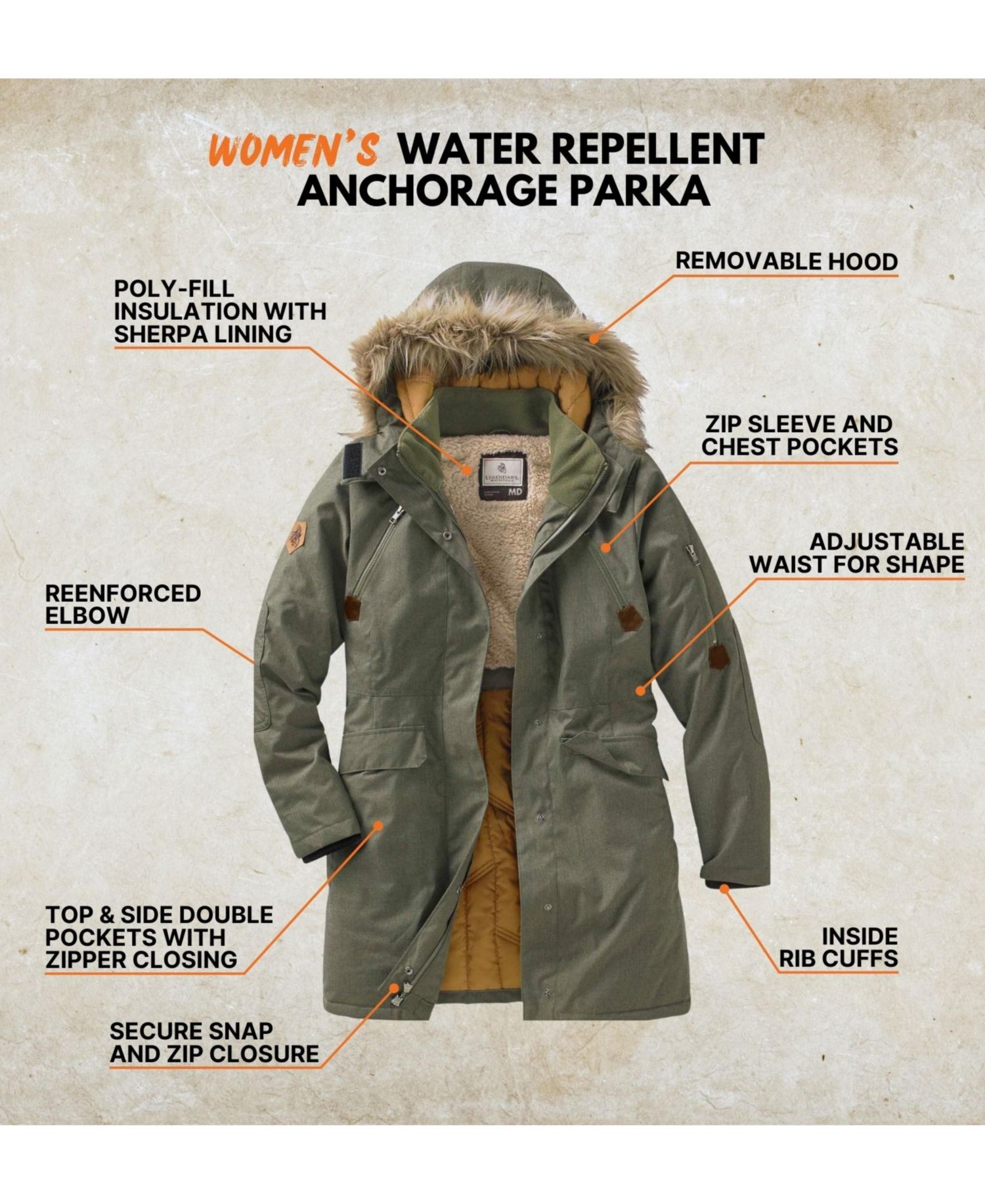 Women's Water Resistant Hooded Insulated Parka