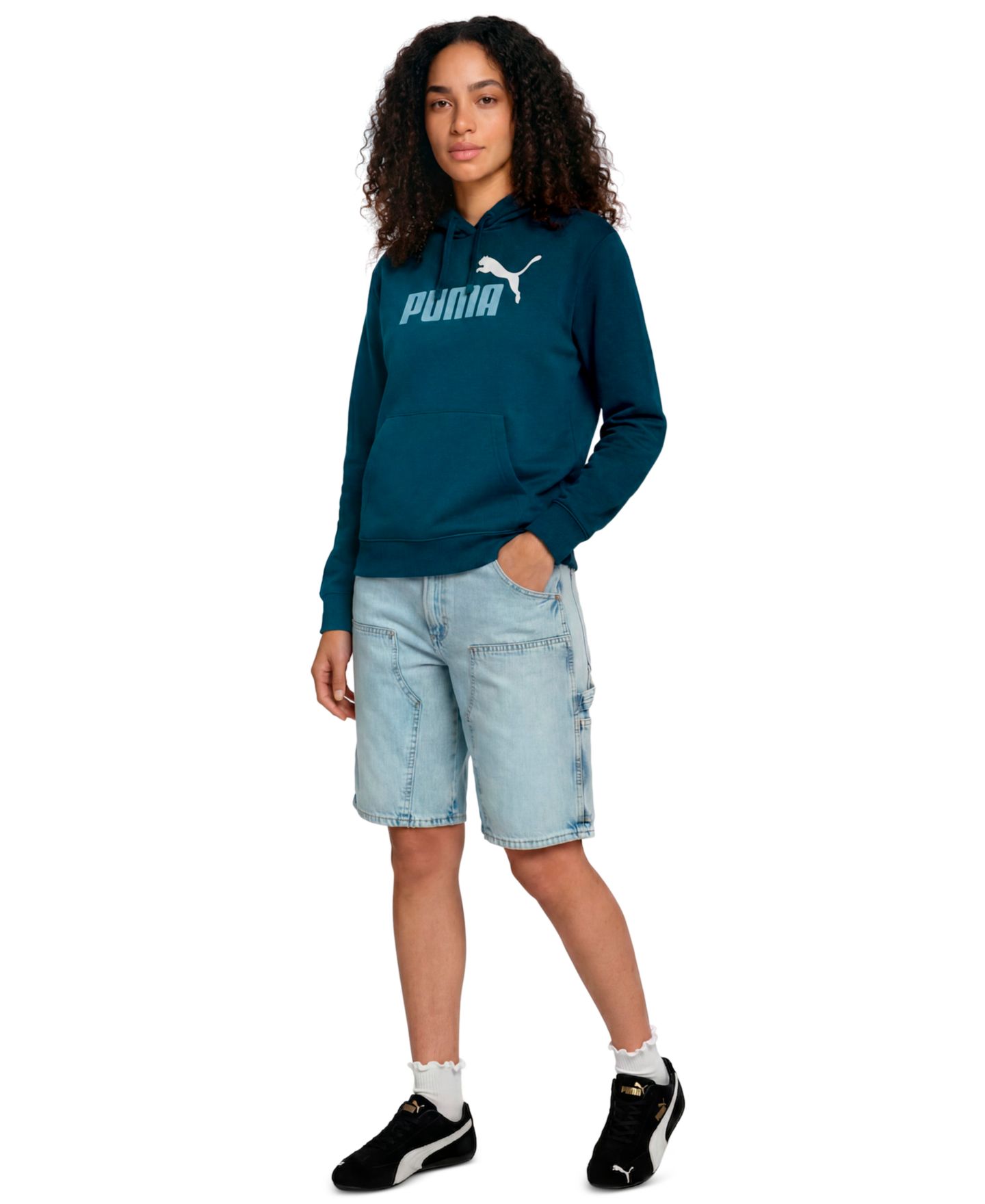 Женское худи PUMA Ess 2 Color Logo Graphic, цвет: Тёмно-синий — фото 2