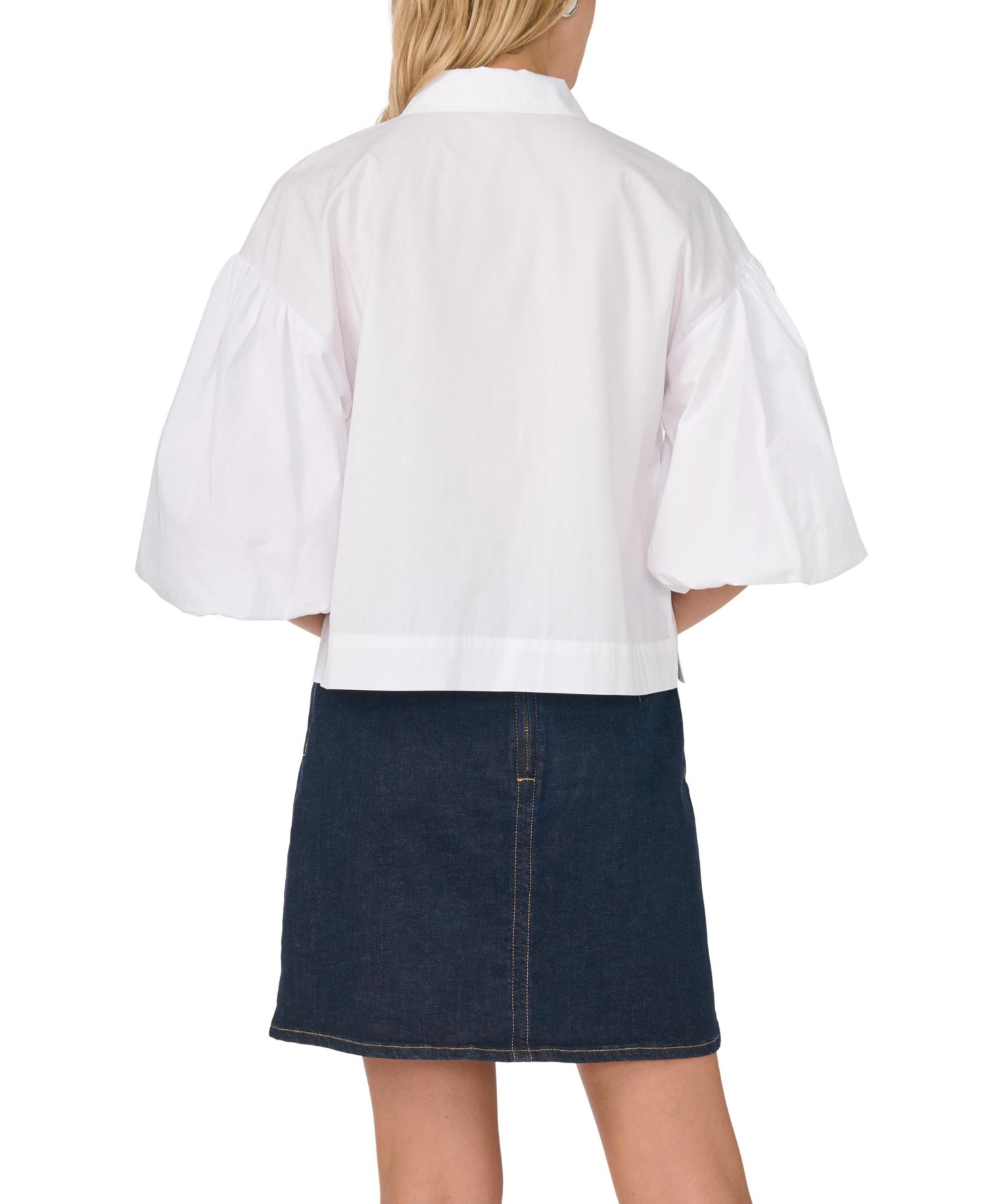 Women's Bubble Short-Sleeve Button-Up Shirt