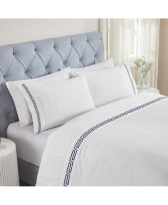 Harrison Cotton Greek Key Embroidered Deep Pocket Bed Sheet Set, California King