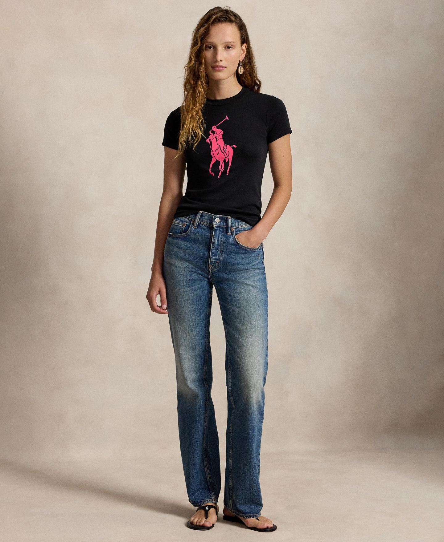 Женский свитшот Polo Ralph Lauren Pink Pony с круглым вырезом, цвет: Чёрный — фото 3
