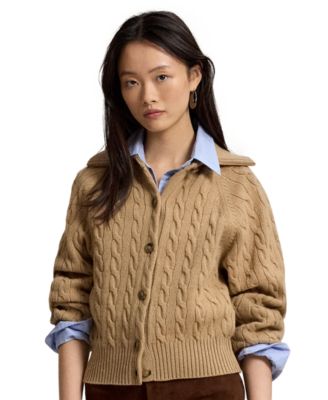 Women's Cable-Knit Wool-Cashmere Blend Cardigan Sweater