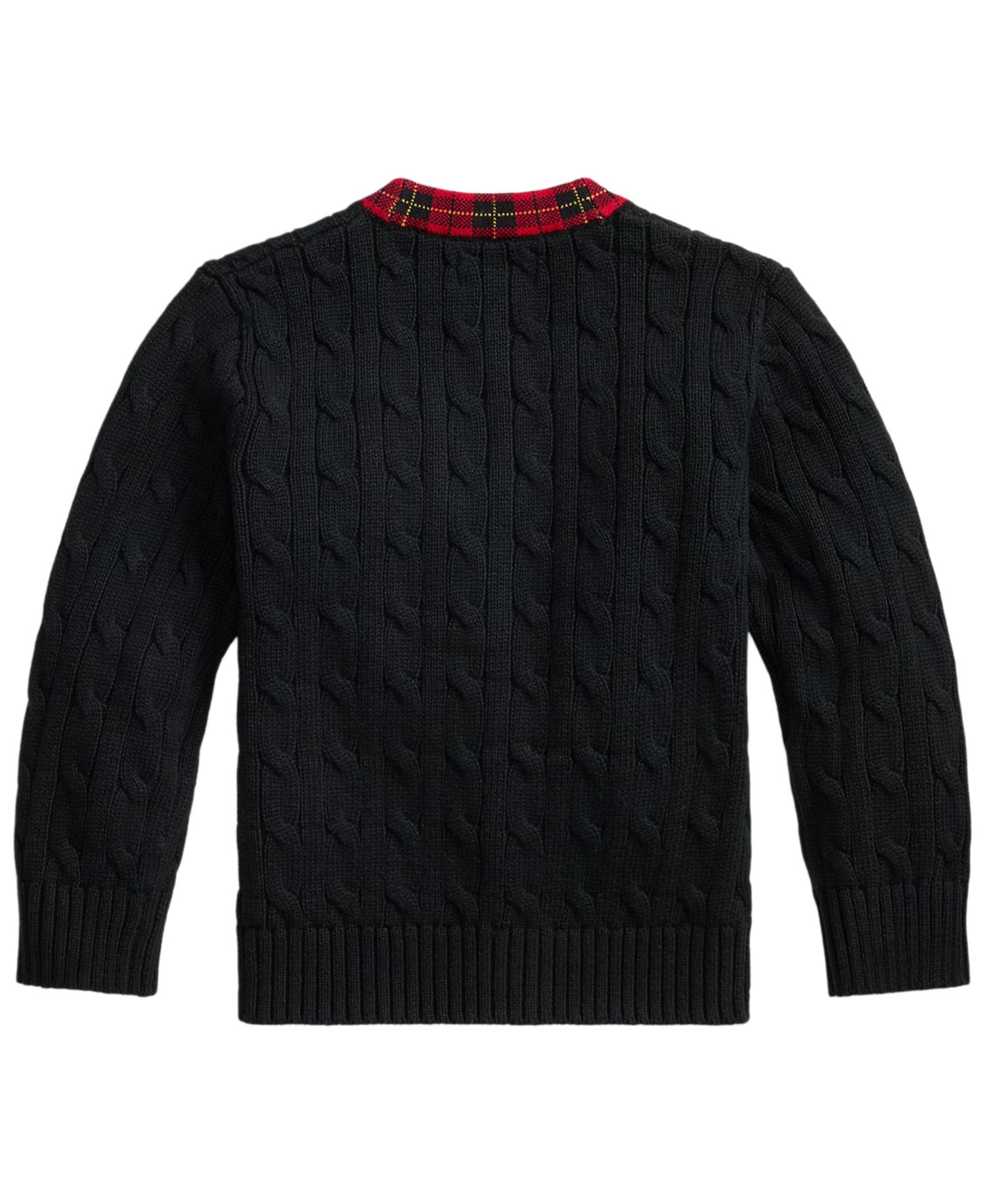Boys' 2T-7 Cable-Knit Plaid-Trim Cardigan