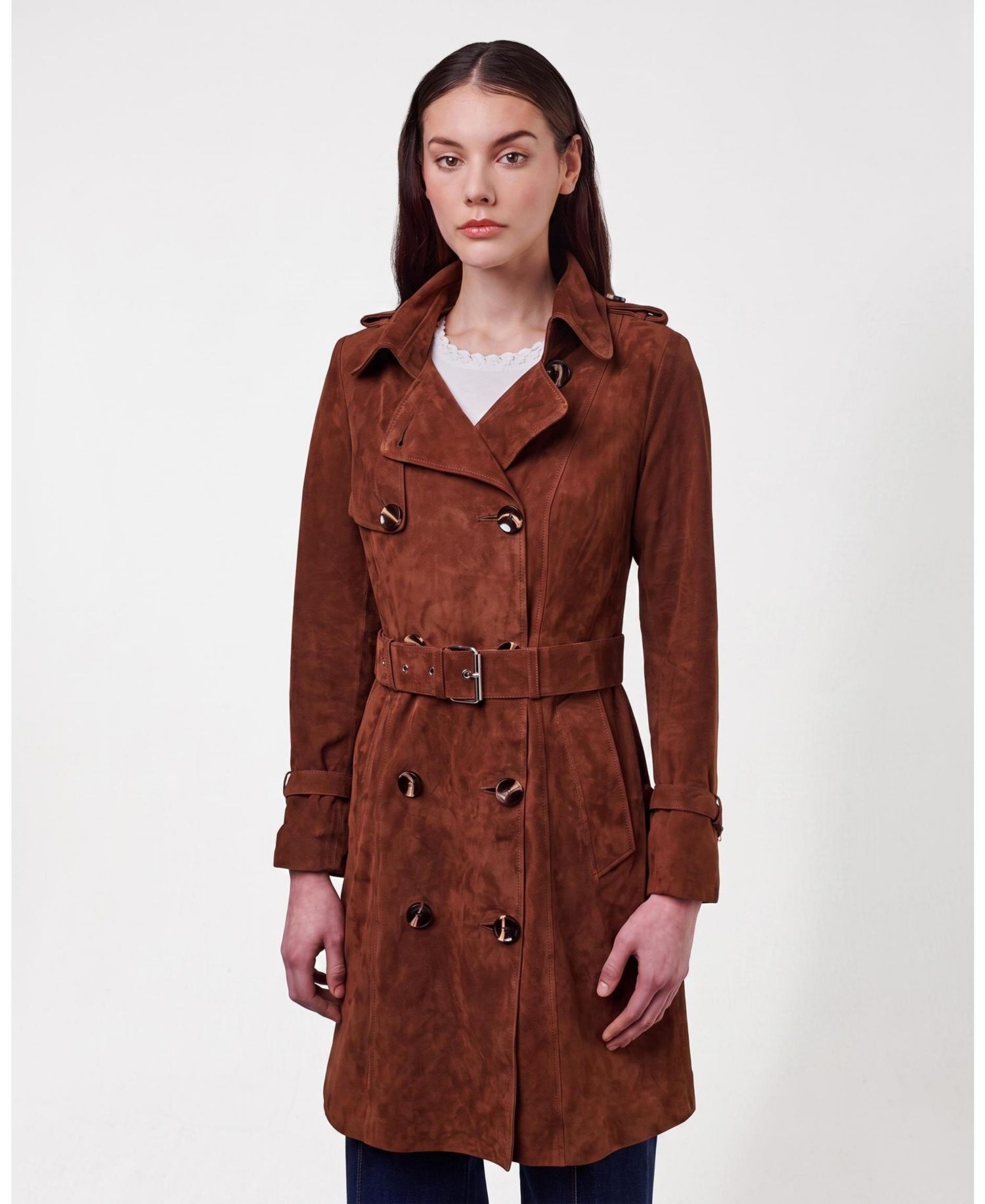 Women's Leather Trench Coat