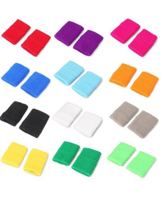 12 Pairs Cotton Sports Wristbands For Gym Yoga Basketball Tennis