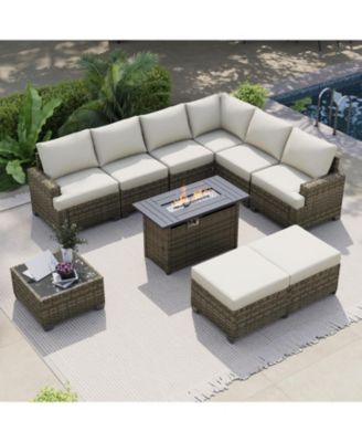 Patio Furniture Set with Rockers and Fire Pit