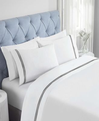 Brandon Cotton Three-Line Embroidered Deep Pocket Bed Sheet Set