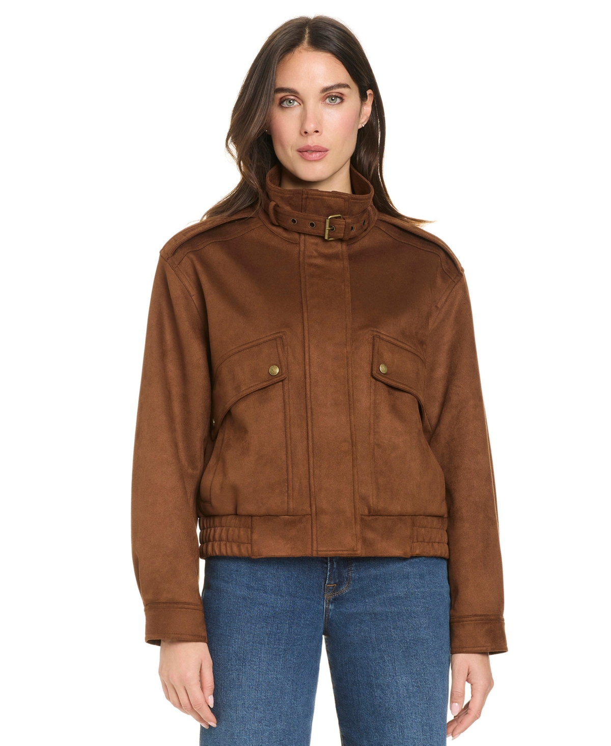 Vince Camuto Women's Faux Suede Drop-Shoulder Bomber Jacket