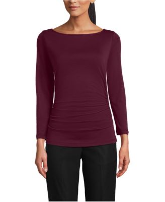 Women's Supima Micro Modal Three Quarter Sleeve Ruched Waist Top
