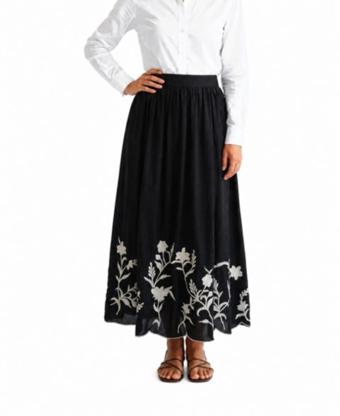 Женская юбка Joie Scallop Hem Pull On, цвет: Чёрный / Экрю