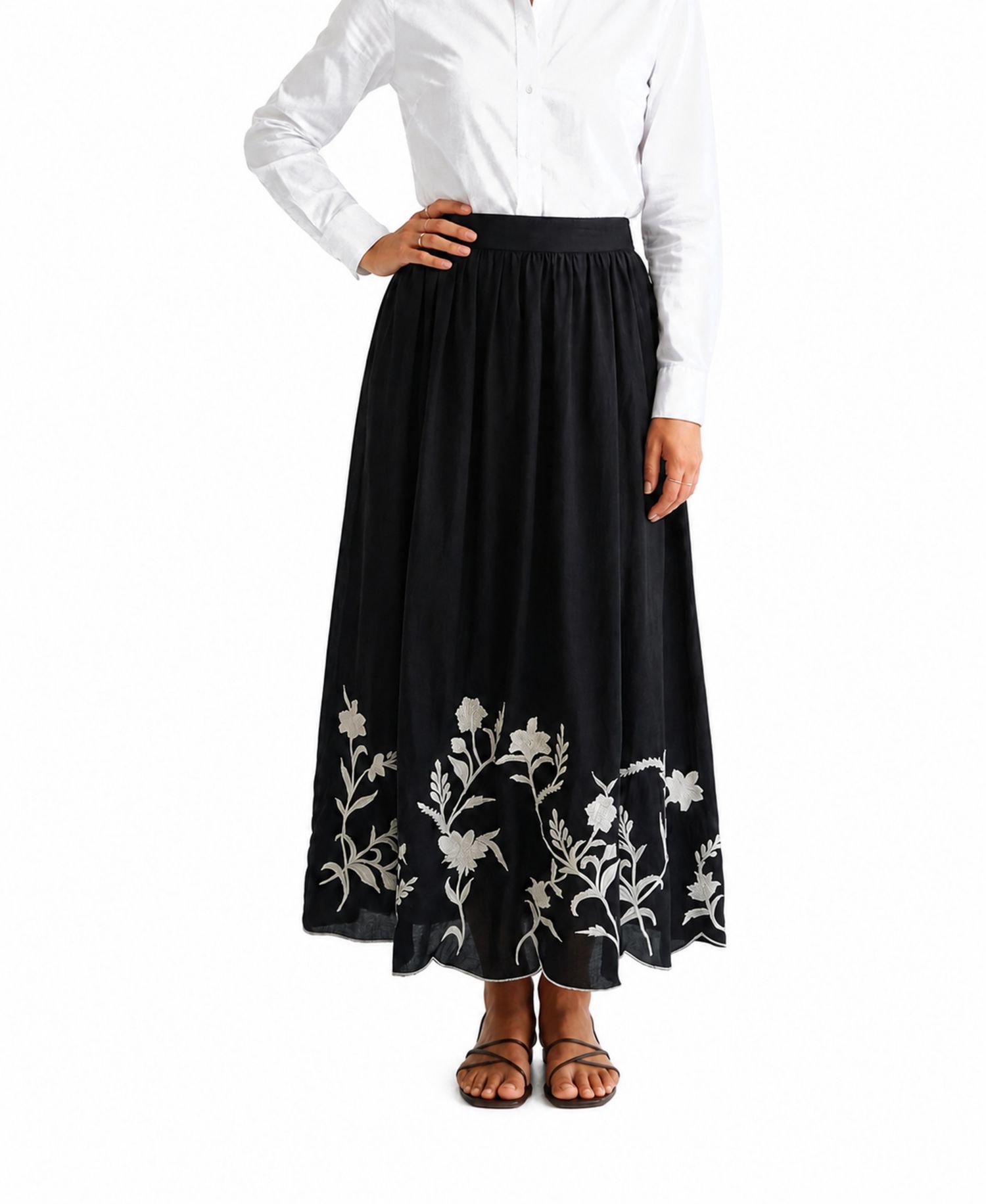 Women's Scallop Hem Pull On Skirt