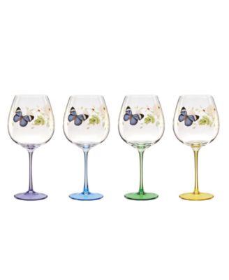 Butterfly Meadow Balloon Wine Glasses, Set of 4, Assorted