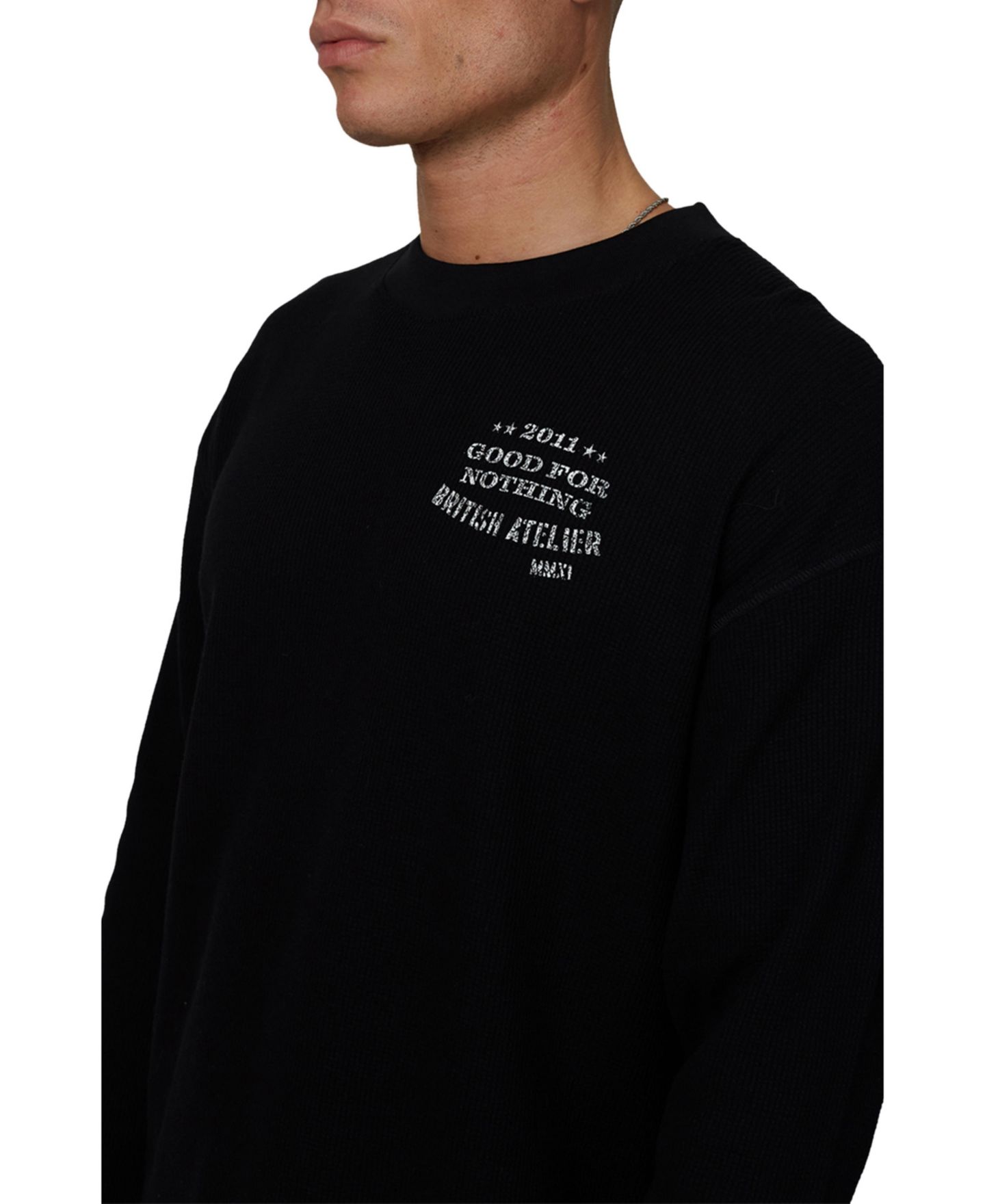 Мужская футболка Good For Nothing Icarus Long-Sleeve Waffle-Knit, цвет: Чёрный — фото 4