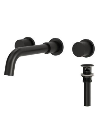 Wall Mounted Bathroom Faucet 3 Hole,2-Handle Bathroom Sink Faucet with Drain Assembly Brushed