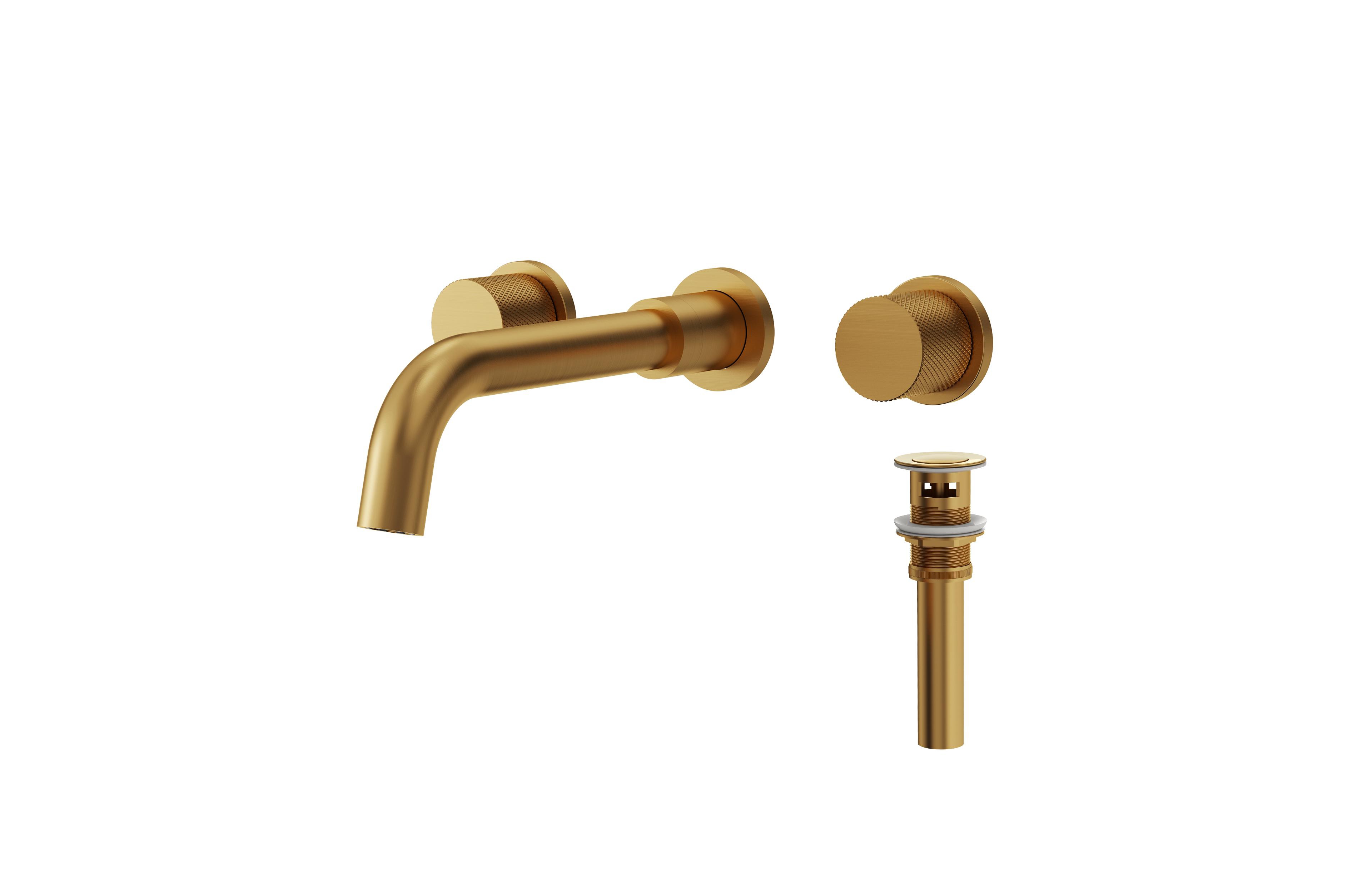 Everstein Wall Mounted Bathroom Faucet 3 Hole,2-Handle Sink with Drain Assembly Brushed