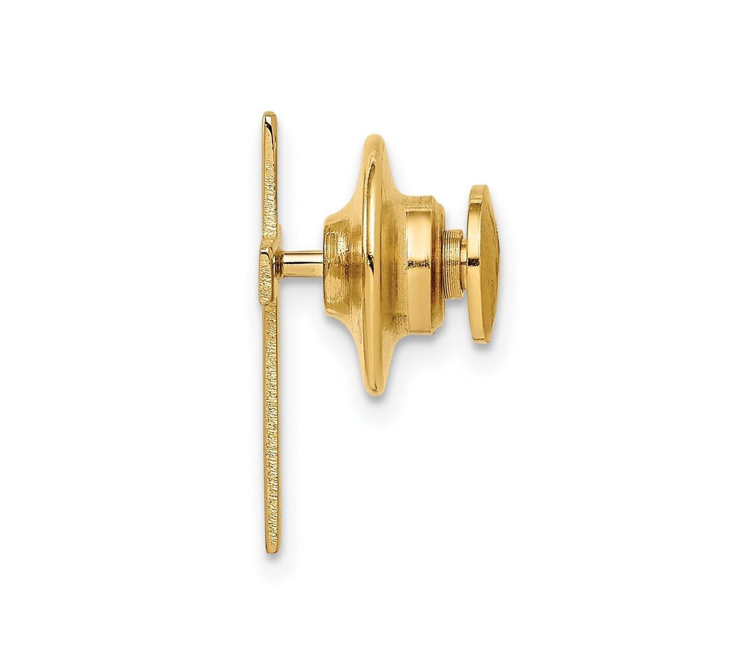 Solid 14k Yellow Gold Squared Polished Cross Tie Tack for Men