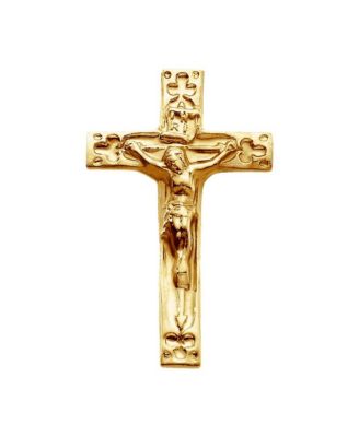 Men's 14k Yellow Gold Crucifix Lapel Pin 20x12mm