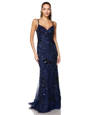 Juniors' Sweetheart Embroidered Lace Sequin Gown