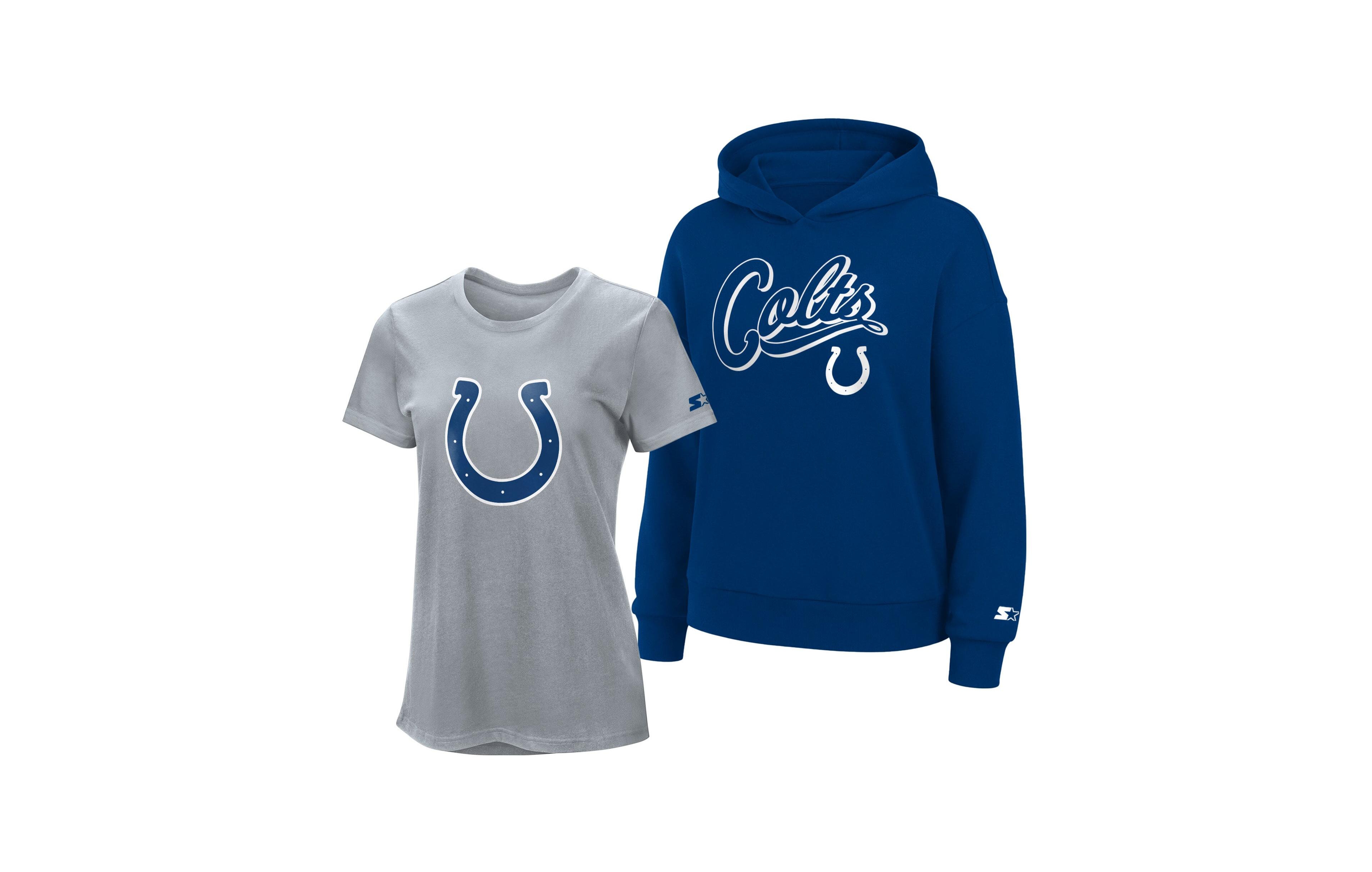 Starter Women's Indianapolis Colts Drop-Shoulder Hooded Hoodie and T-Shirt, 2-Piece Set