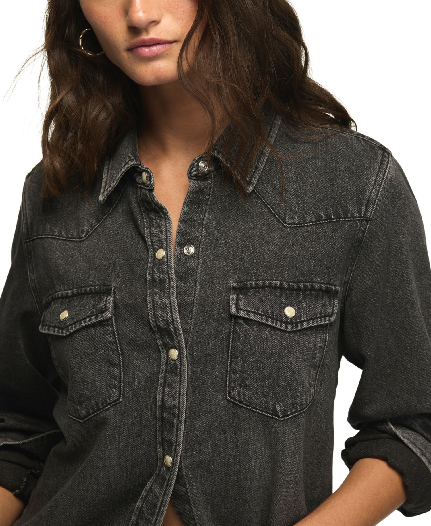 Women's Western Long-Sleeve Snap-Button Denim Shirt