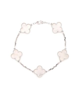 Mother-of-Pearl Vintage Alhambra 5 Motifs Bracelet in 18k White Gold