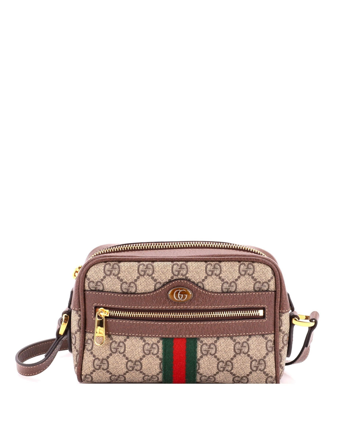 Pre-Owned Gucci Mini Ophidia Shoulder Bag Gg Coated Canvas - Brown