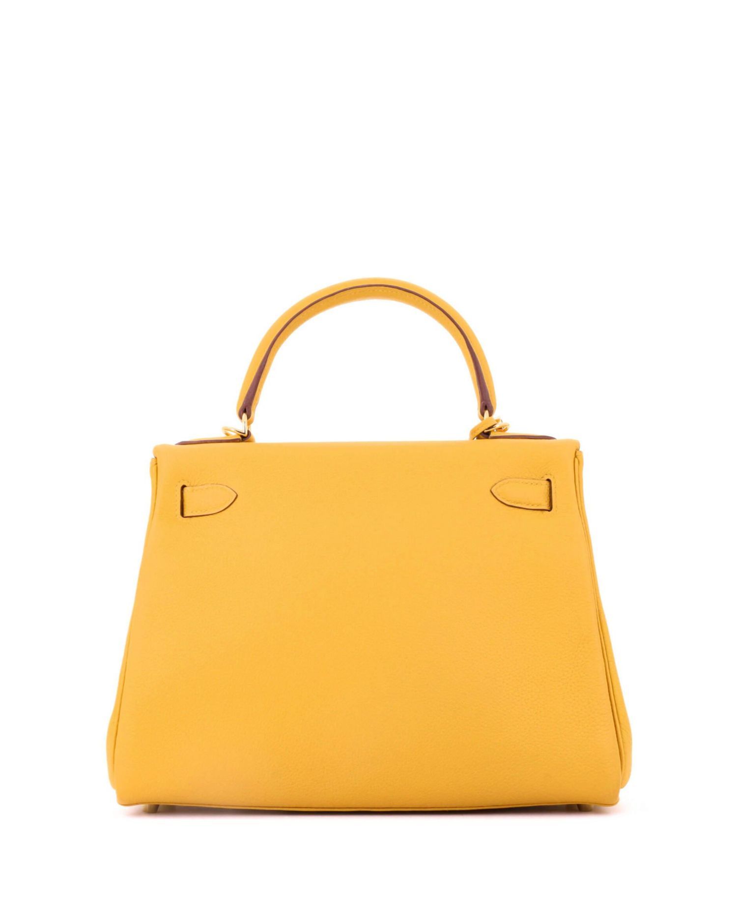 Pre-Owned Hermes Kelly 28 Handbag Yellow Togo with Gold Hardware