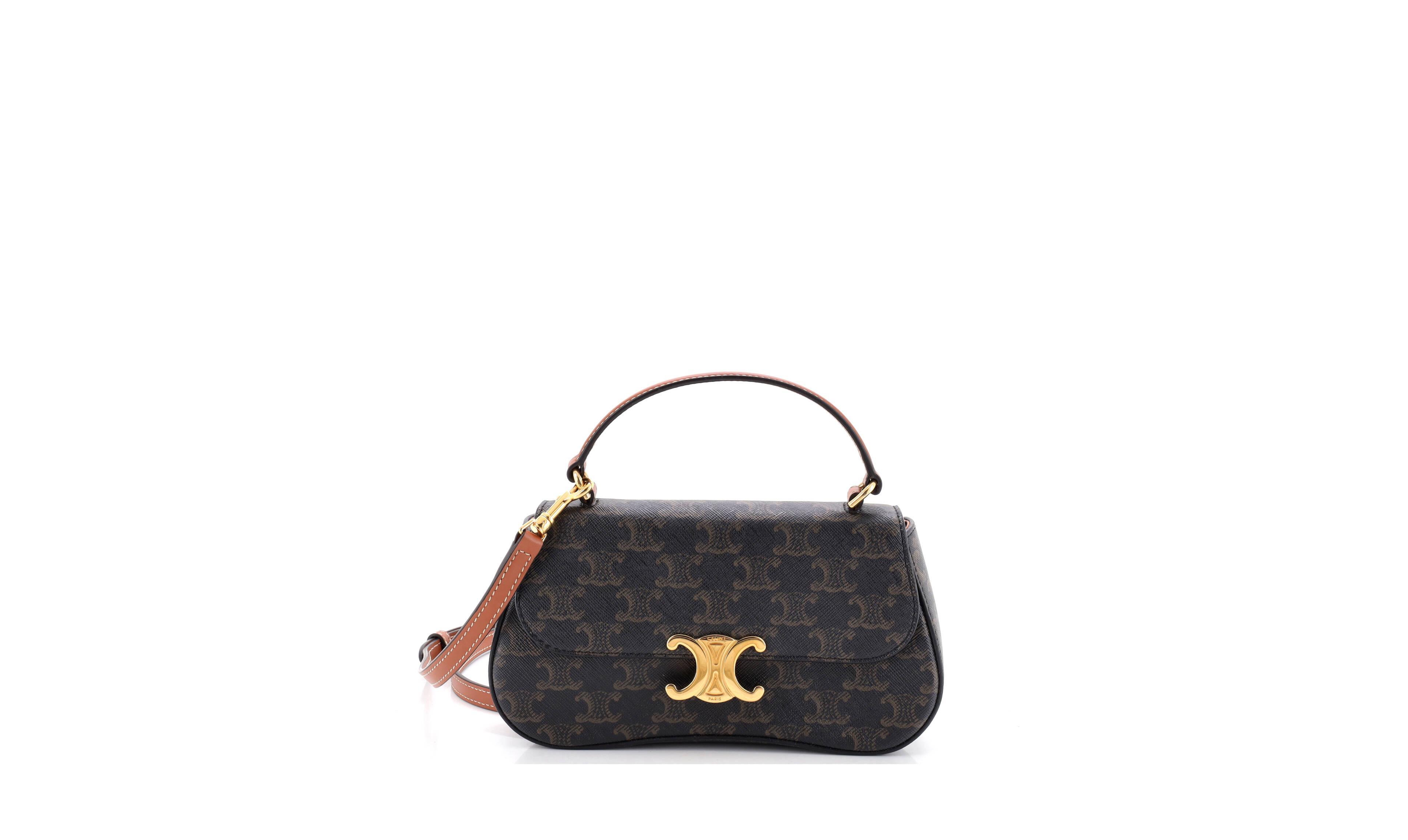 Pre-Owned Celine Teen Lola Triomphe Top Handle Bag Triomphe Coated Canvas