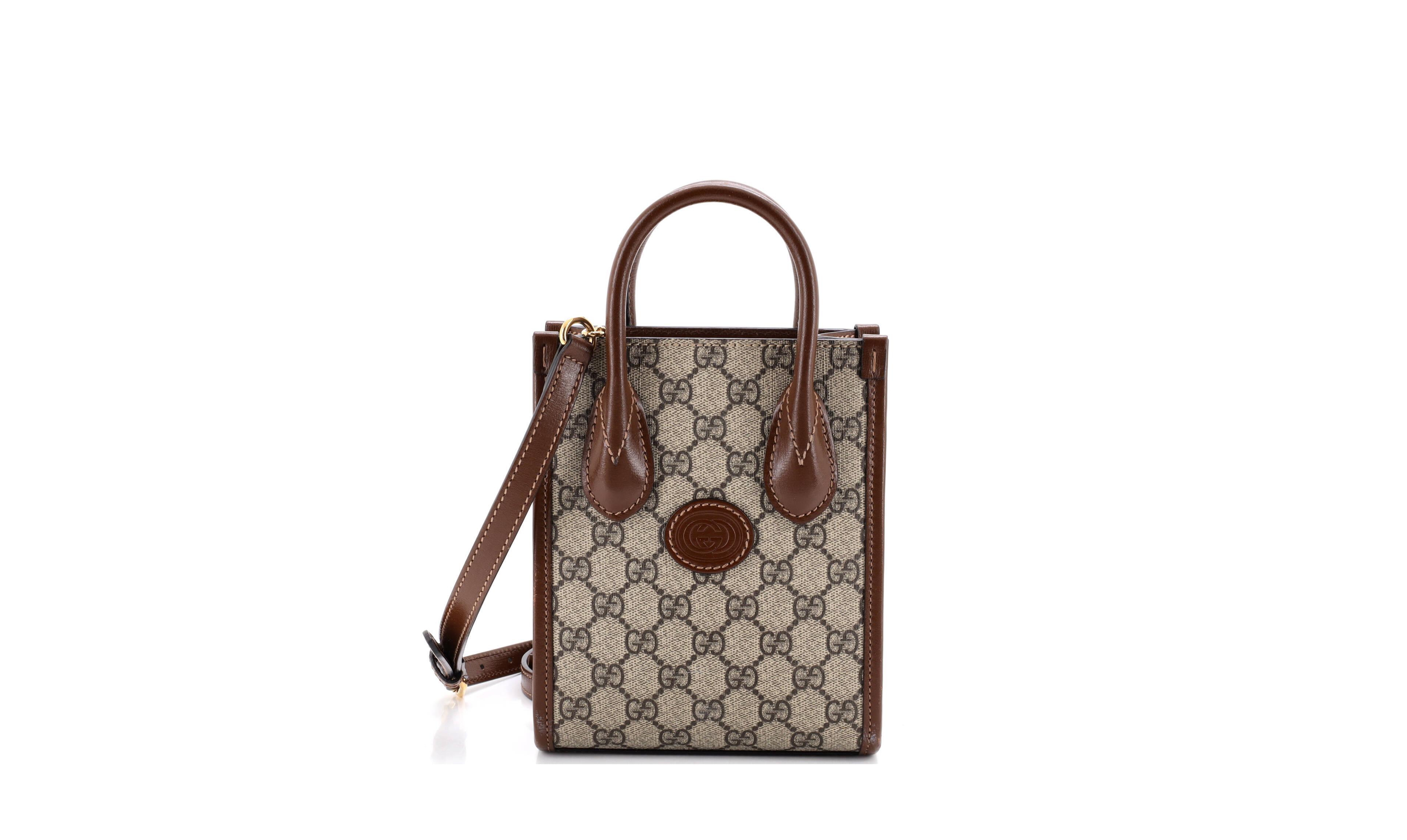 Pre-Owned Gucci Mini Interlocking G Patch Tote Gg Coated Canvas
