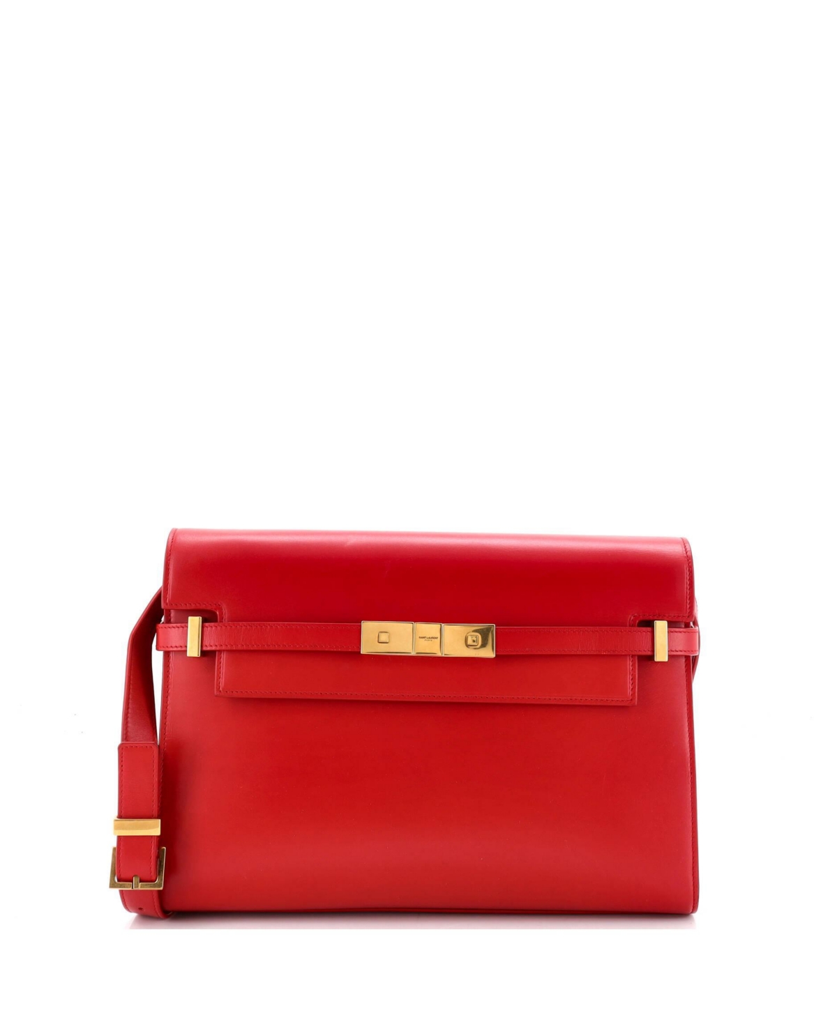 Pre-Owned Saint Laurent Manhattan Medium Leather Adjustable-Strap Shoulder Bag, 11"W x 8"H x 3"D - Red